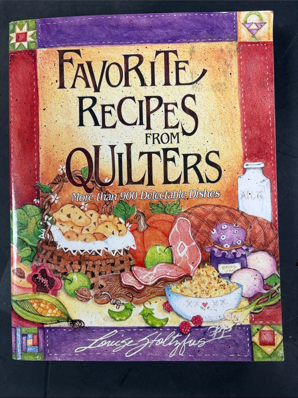 Favorite Recipes from Quilters Cookbook - Red & Purple Illustrated Cover